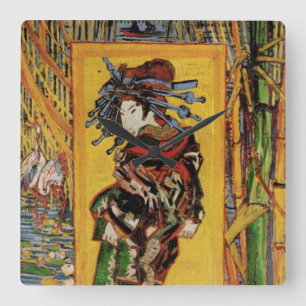Horloge Carrée Courtisane japonaise Oiran par Vincent van Gogh