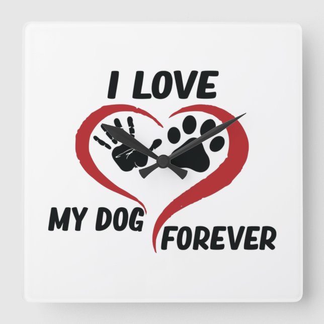 Horloge Carrée Coussin de lancer J'aime mon chien (Recto)