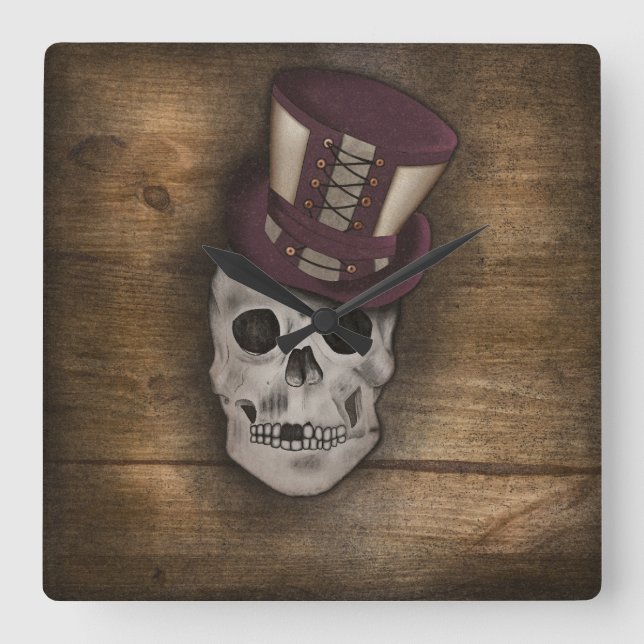 Horloge Carrée Coussin Steampunk (Recto)