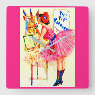 Horloge Carrée Couverture de la feuille de lecture Yip Yip Yaphan