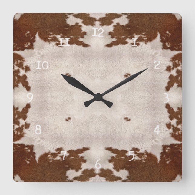 Horloge Carrée Cow Hide Pattern clock (Recto)
