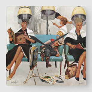 Horloge Carrée Cowboy endormi dans le salon de beauté