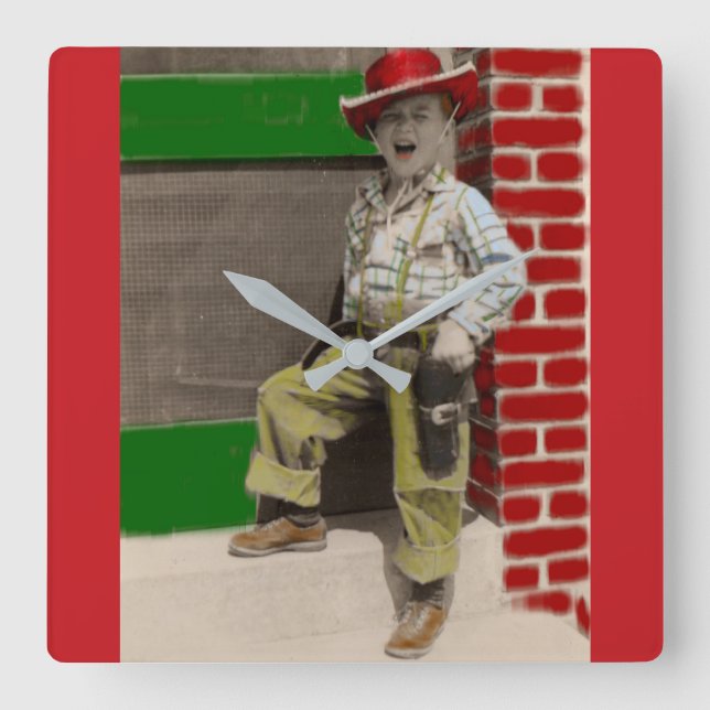 Horloge Carrée cowboy urbain (Recto)