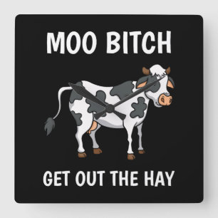 Horloge Carrée Cows Moo Funny Quota Rancher