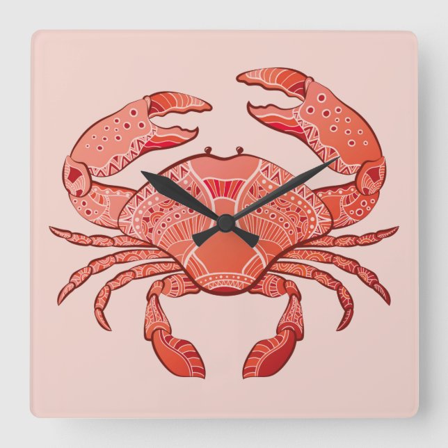 Horloge Carrée Crabe de style (Recto)