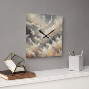 Horloge Carrée Crackle rustique Abstrait