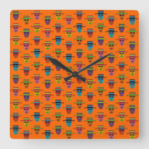 Horloge Carrée Crâne de sucre de Gaucho
