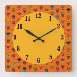 Horloge Carrée Crâne de sucre gaucho