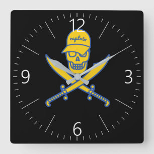 Horloge Carrée Crâne et épées