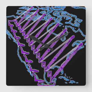 HORLOGE CARRÉE CRANE OPERATOR US MAP NEON LOOK CRAWLER CRANE