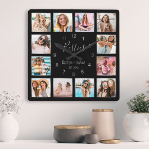Horloge Carrée Create Your Custom Photo Collage Modern Friendship