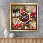 Horloge Carrée Create Your Own 4 Photo Collage Burgundy and Gold<br><div class="desc">Upload your favorite photographite make your own unique personalized keepsake photo gift.</div>