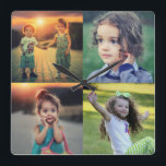 Horloge Carrée Create your own family photo collage trendy<br><div class="desc">Create your own family photo collage trendy square Wall Clock.
Add your own photos and create a very personal and unique clock.</div>