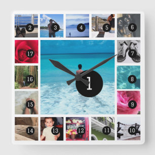 Horloge Carrée Create Your Own Photo Instagram Style 17 images