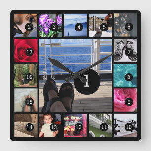 Horloge Carrée Create Your Own Photo Instagram Style 17 images