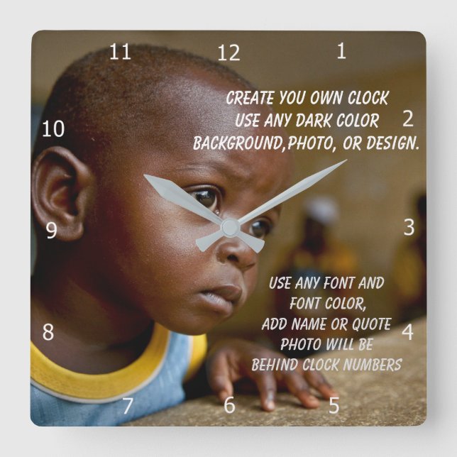 HORLOGE CARRÉE CREATE YOUR OWN SQUARE WALL CLOCK (Recto)