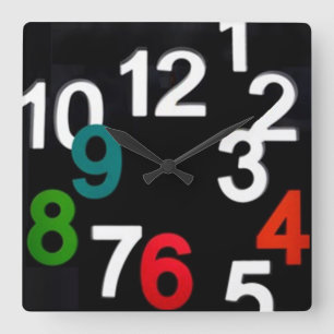 Horloge Carrée Creative 3D Colorful Numbers Clock