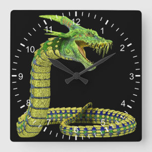 Horloge Carrée Creator Snake Green