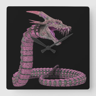 Horloge Carrée Creature Snake Pink