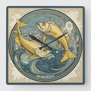 Horloge Carrée Créer vos propres pinces Art Nouveau Zodiac