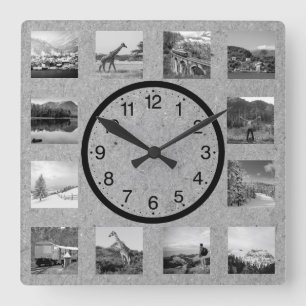 Horloge Carrée Créez votre collage photo personnalisé Nature rust
