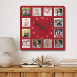 Horloge Carrée Créez votre propre 12 famille Enfants Photo Collag<br><div class="desc">Créez votre propre horloge murale collage photo avec 12 de vos photos préférées. L'horloge à cadre photo vous aide à chérir vos moments spéciaux et fait également un cadeau réfléchi pour les parents,  grands-parents et amis. L'horloge familiale personnalisée en fait un cadeau de conservation parfait pour toutes les occasions.</div>