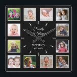 Horloge Carrée Créez votre propre 12 photo Collage Cadre Black Sq<br><div class="desc">Créez votre propre horloge murale collage photo avec 12 de vos photos préférées. L'horloge à cadre photo vous aide à chérir vos moments spéciaux et fait également un cadeau réfléchi pour les parents, grands-parents et amis. L'horloge familiale personnalisée en fait un cadeau parfait pour toutes les occasions. Personnalisez avec le...</div>