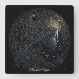 Horloge Carrée Créez votre propre Aquarius mystique Zodiac