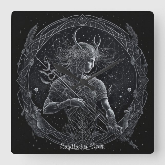 Horloge Carrée Créez votre propre astrologie mystique Sagittarius (Recto)