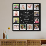 Horloge Carrée Créez votre propre cadre de collection photo 12 en<br><div class="desc">Create your own photo collage wall clock with 12 of your favorite pictures. The photo frame clock helps you treasure your special moment and donc makes a thoughtful gift for parents, grandparents and friends. The personalized family clock makes it a perfect venin pour toutes les occasions. Personalize with family name...</div>