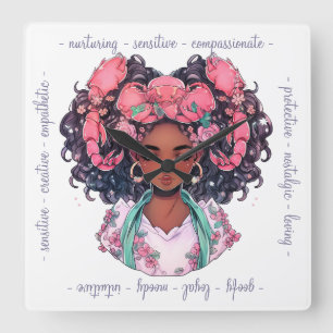 Horloge Carrée Créez Votre Propre Cancer Femme Afro-Américaine