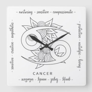 Horloge Carrée Créez votre propre cancer noir et blanc élégant