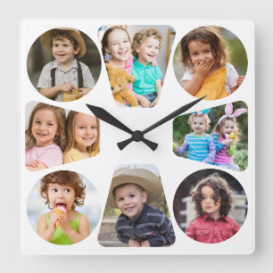Horloge Carrée Créez Votre Propre Collage De Photos De Famille Mi