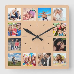 Horloge Carrée Créez votre propre collection de photos 12 personn