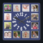 Horloge Carrée Créez votre propre collection de photos de famille<br><div class="desc">Créez votre propre horloge murale collage photo avec 12 de vos photos préférées. L'horloge à cadre photo vous aide à chérir vos moments spéciaux et fait également un cadeau réfléchi pour les parents,  grands-parents et amis. L'horloge familiale personnalisée fait un cadeau unique pour toutes les occasions.</div>