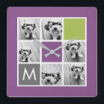 Horloge Carrée Créez votre propre collection Instagram Monogramme<br><div class="desc">Doté d'orchidées radiantes, de carrés de chaux et de charbon de bois. Vous pouvez utiliser des photos Instagram pour cette conception. Utilisez 6 photos carrés pour créer un cadeau unique et personnel. Ou vous pouvez garder le chiot hipster et faire un gardien branché. Si vous avez besoin d'ajuster les images,...</div>