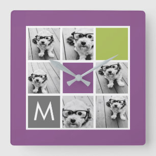 Horloge Carrée Créez votre propre collection Instagram Monogramme