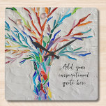 Horloge Carrée Créez Votre Propre Devis Inspirationnel<br><div class="desc">Cette horloge murale unique est décorée avec une mosaïque colorée Arbre de vie design. Vous pouvez ajouter une citation ou un message inspiré pour la personnaliser. Vous pouvez modifier la police,  la taille de police et la couleur de police. Mosaïque originale © Michele Davies.</div>