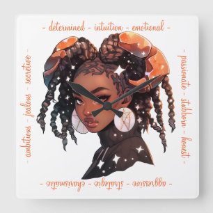 Horloge Carrée Créez Votre Propre Femme Afro-Américaine Scorpion