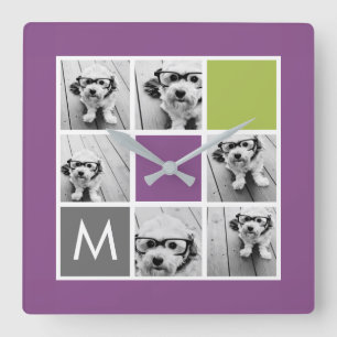 Horloge Carrée Créez votre propre monogramme de coutume de