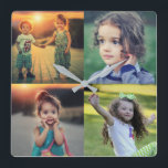 Horloge Carrée Créez votre propre photo de famille collage gardie<br><div class="desc">Montre photo de famille moderne collage gardien horloge.
Ajoutez vos propres photos et créez une horloge très personnelle et unique.</div>