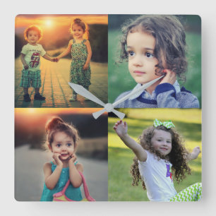 Horloge Carrée Créez votre propre photo de famille collage gardie