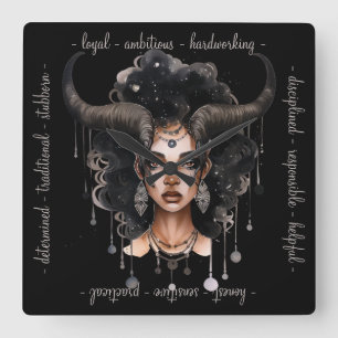 Horloge Carrée Créez Votre Propre Reine Afro-Américaine Capricorn
