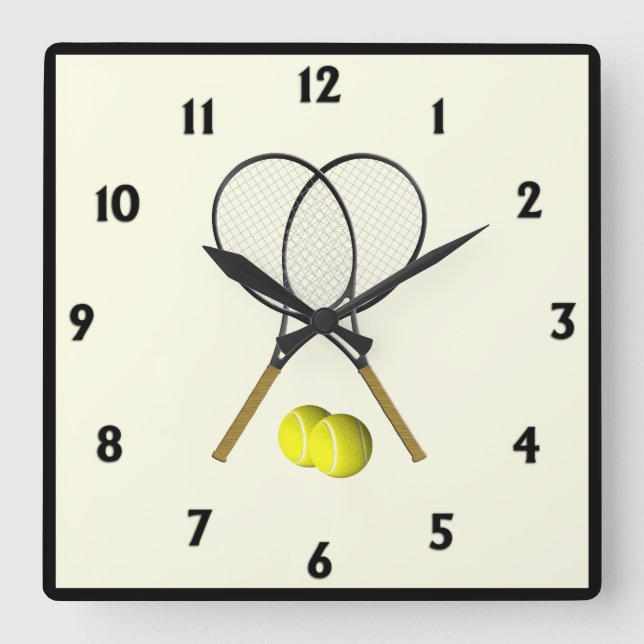 Horloge Carrée Crème double de tennis (Recto)