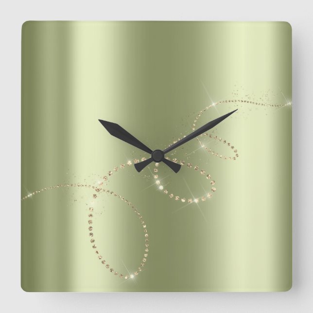 Horloge Carrée Cristaux Mint Infinity Gold. Élégant Greenpeace (Recto)