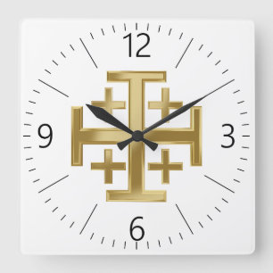 Horloge Carrée Croix chrétienne