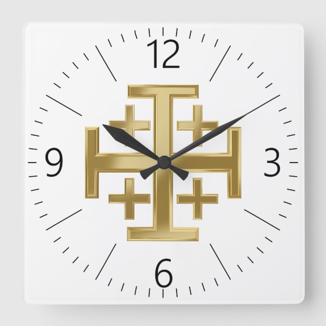 Horloge Carrée Croix chrétienne (Recto)
