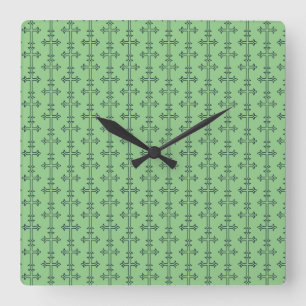 Horloge Carrée Croix Chrétienne Classique Art Minimaliste Fin