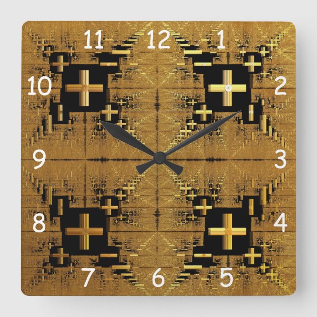 Horloge Carrée Croix d'or fractée (Recto)