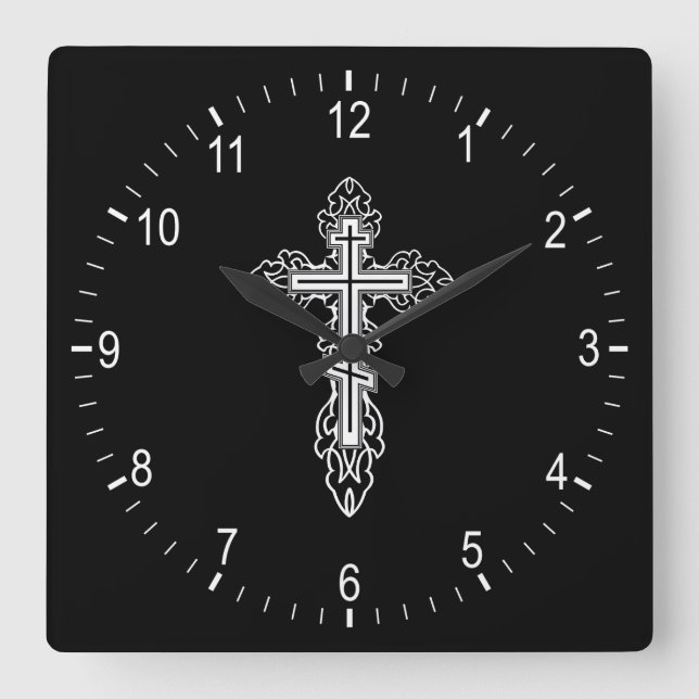 Horloge Carrée Croix orthodoxe (Recto)